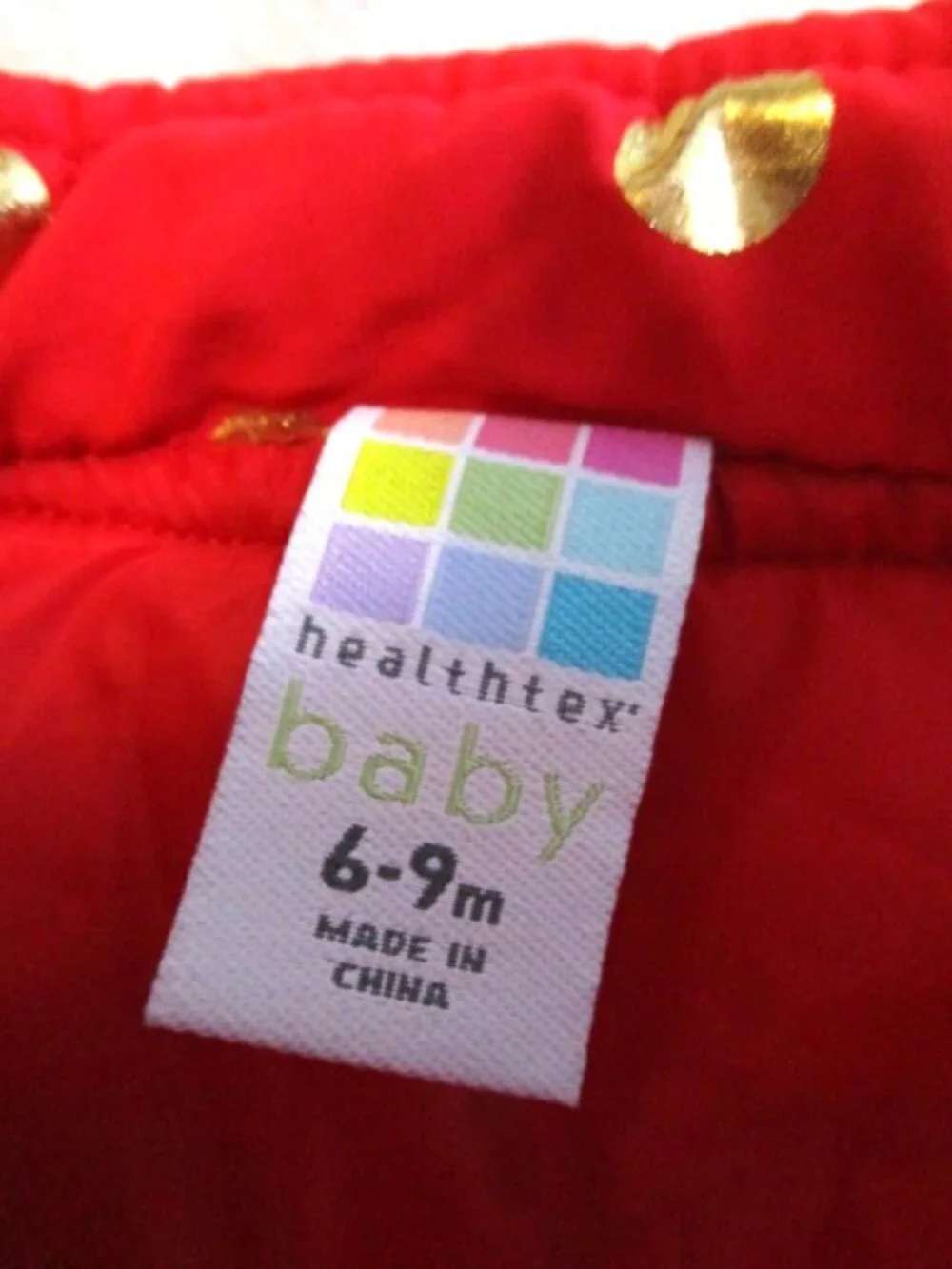 Baby Girls Puffer Vest Healthtex Red with Gold Dots Size 6-9 Months